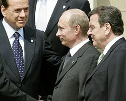 Путин,Берлускони,Шредер