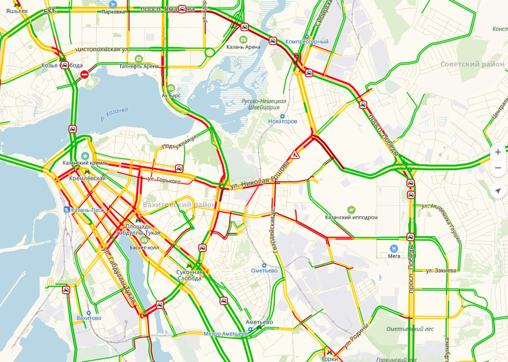 Казань пробки сейчас онлайн карта смотреть онлайн
